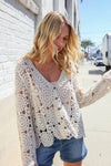 Boho Romance Ivory Hand Crochet Patchwork Scalloped Cardigan