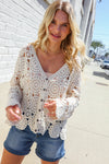 Boho Romance Ivory Hand Crochet Patchwork Scalloped Cardigan