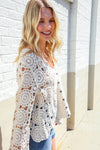 Boho Romance Ivory Hand Crochet Patchwork Scalloped Cardigan