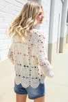 Boho Romance Ivory Hand Crochet Patchwork Scalloped Cardigan