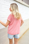 Weekend Ready Coral Collar Notch Neck Waffle Knit Top