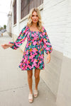 Beautiful You Floral Smocked Square Neck Ruffle Frill Dress