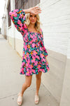 Beautiful You Floral Smocked Square Neck Ruffle Frill Dress