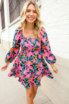 Beautiful You Floral Smocked Square Neck Ruffle Frill Dress