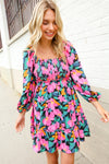 Beautiful You Floral Smocked Square Neck Ruffle Frill Dress