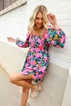 Beautiful You Floral Smocked Square Neck Ruffle Frill Dress