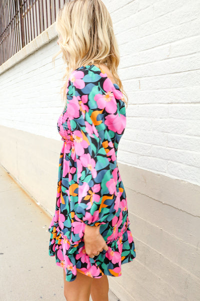 Beautiful You Floral Smocked Square Neck Ruffle Frill Dress