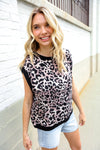 Be Bold Dolman Short Sleeve Leopard Print Knit Top