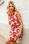 Whimsical in Red Floral Print Sleeveless Smocked Waist Dress