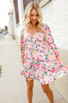 Boho Vibes Cotton Floral Button Down 3/4 Sleeve Tiered Dress
