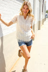 Classy Chic Ivory Swiss Dot Chiffon Button Yoke Lined Blouse