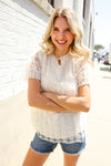 Classy Chic Ivory Swiss Dot Chiffon Button Yoke Lined Blouse