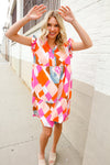 You Got This Multicolor Abstract Print Frill Notch Neck Tiered Dress