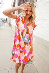 You Got This Multicolor Abstract Print Frill Notch Neck Tiered Dress