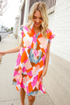 You Got This Multicolor Abstract Print Frill Notch Neck Tiered Dress