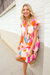 You Got This Multicolor Abstract Print Frill Notch Neck Tiered Dress