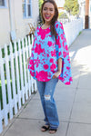 Follow Me Fuchsia Floral Asymmetrical Coverup Blouse