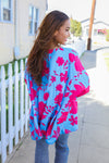 Follow Me Fuchsia Floral Asymmetrical Coverup Blouse