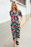 Spring Vibes Tropical Floral Ruffle Sleeve Wide Leg Jumpsuit