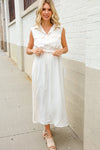 Put Together Ivory Cotton Collar Drawstring Waist Fit & Flare Midi