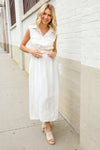 Put Together Ivory Cotton Collar Drawstring Waist Fit & Flare Midi
