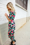 Spring Vibes Tropical Floral Ruffle Sleeve Wide Leg Jumpsuit