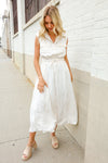 Put Together Ivory Cotton Collar Drawstring Waist Fit & Flare Midi