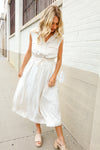 Put Together Ivory Cotton Collar Drawstring Waist Fit & Flare Midi