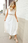 Put Together Ivory Cotton Collar Drawstring Waist Fit & Flare Midi