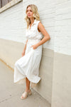 Put Together Ivory Cotton Collar Drawstring Waist Fit & Flare Midi