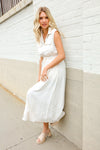 Put Together Ivory Cotton Collar Drawstring Waist Fit & Flare Midi