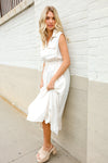 Put Together Ivory Cotton Collar Drawstring Waist Fit & Flare Midi