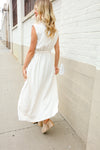 Put Together Ivory Cotton Collar Drawstring Waist Fit & Flare Midi