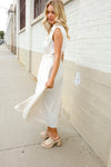 Put Together Ivory Cotton Collar Drawstring Waist Fit & Flare Midi