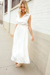 Put Together Ivory Cotton Collar Drawstring Waist Fit & Flare Midi