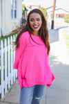 Be Bold Hot Pink Glitter Stud Scarf Hem Top