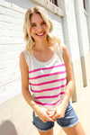 Casual Living Pink & White Stripe Sleeveless Sweater Top