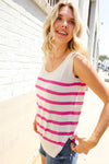 Casual Living Pink & White Stripe Sleeveless Sweater Top