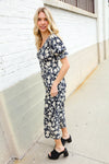 Spring Vibes Black & Beige Floral Print Ruffle Sleeve Wide Leg Jumpsuit