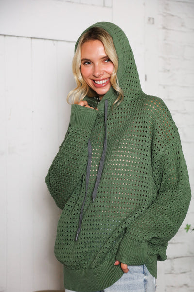 The Chill Knit Olive Pullover Hoodie