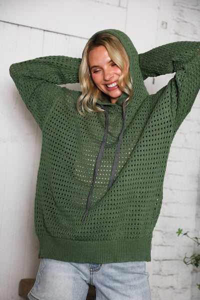 The Chill Knit Olive Pullover Hoodie