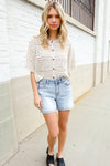 Judy Blue Light Wash Midrise Stitch Hem Semi Distressed Shorts