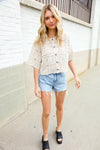 Boho Romance Ivory Hand Crochet Patchwork Short Sleeve Top