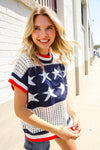 Stars & Stripe Dolman Sleeve Netted Sweater Top