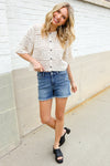 Judy Blue Medium Blue Mid Rise Fray Distressed Denim Shorts