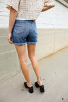 Judy Blue Medium Blue Mid Rise Fray Distressed Denim Shorts