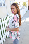 Casual Living Ivory Animal Print Short Sleeve Siky Knit Top