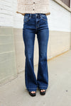 Judy Blue High Rise Trouser Flare Dark Wash Denim Jeans