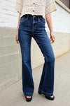 Judy Blue High Rise Trouser Flare Dark Wash Denim Jeans