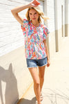 Perfect Find Ivory Floral Leaf Print Short Sleeve Babydoll Top